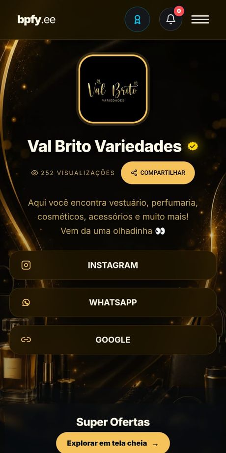 Página real da Val Brito Variedades no bpfy.ee